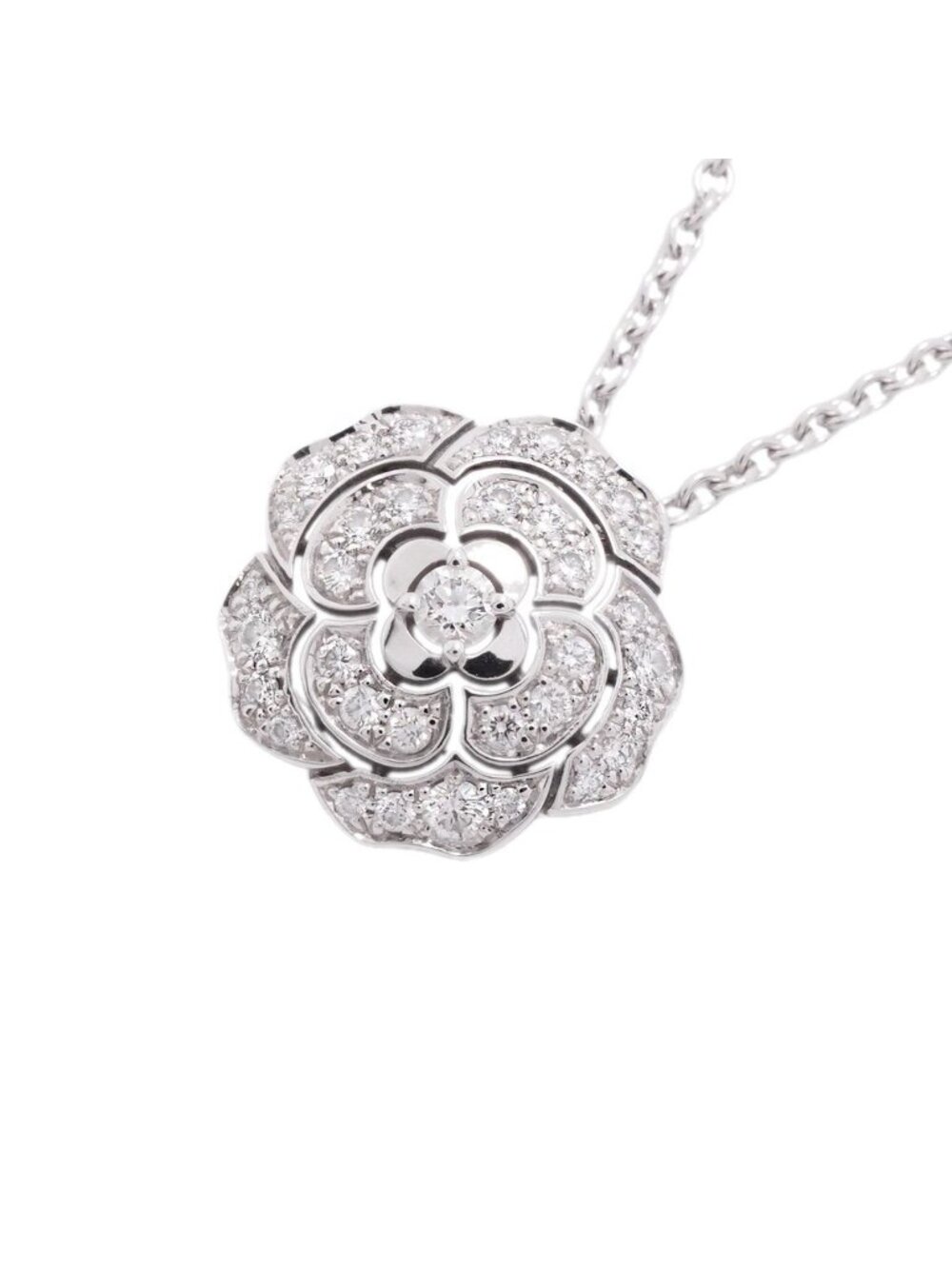 Chanel Necklace Camellia 18K White Gold Diamond